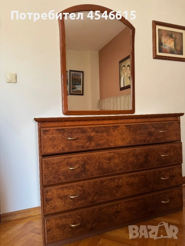 Винтидж немски гардероб, скрин+огледало, снимка 2 - Гардероби - 54306028