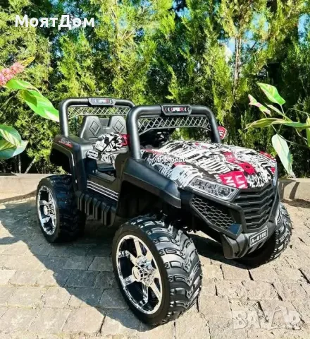 Детско електрическо бъги 4×4 с дистанционно, LED, USB и MP3 – 4 мотора, зелено, снимка 5 - Коли, камиони, мотори, писти - 55530596