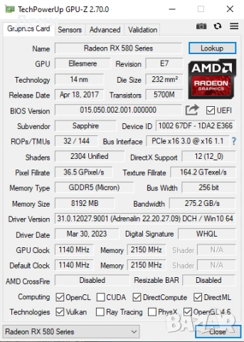 Геймърска видеокарта SAPPHIRE NITRO - RX 570, 8 GB, снимка 4 - Видеокарти - 55114263