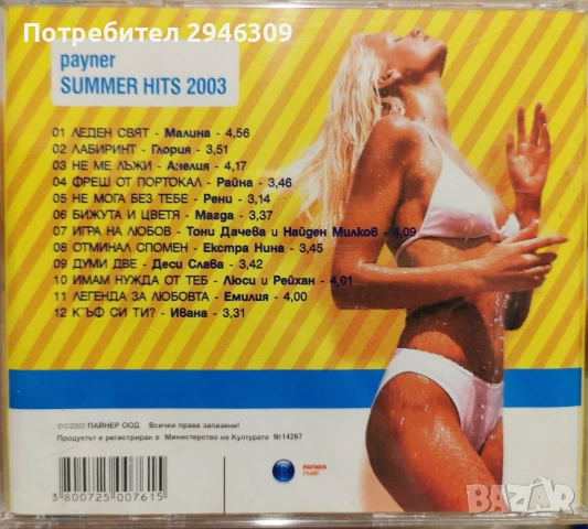 Payner Summer Hits 2003, снимка 2 - CD дискове - 51744128