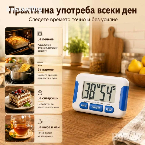 Електронен дигитален кухненски таймер за готвене кухня с дисплей, снимка 3 - Друга електроника - 45823006