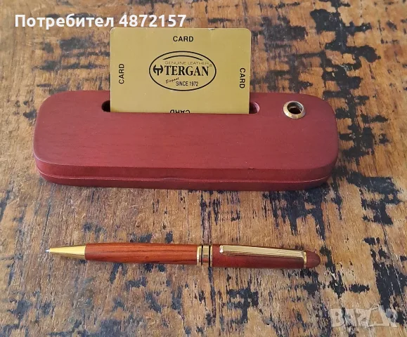 химикалка махагонова в махагонова дървена кутия
