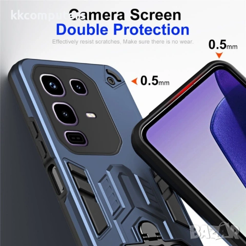 Удароустойчив Калъф за Infinix Note 50 Pro 4G със Стойка Ring Holder и Протектор – 2 цвята, снимка 4 - Резервни части за телефони - 54640870