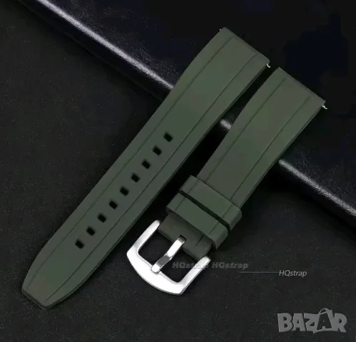 22 мм 22 mm Силиконова каишка за мъжки часовник черна стомана армейско зелено стомана нова 