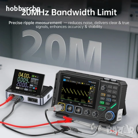 Осцилоскоп FNIRSI 2D15P, 100MHz, 2 канала, мултиметър и генератор на сигнали, снимка 5 - Друга електроника - 54613796