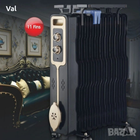 Радиатор,2500W,11 ребра,3 степени,Поставка за дрехи,Регулируем термостат, снимка 2 - Радиатори - 55018165