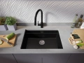 Черна кухненска мивка за вграждане под плот Прага 70 Level 660 x 470 мм, снимка 5