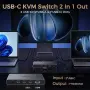 Suidek USB C KVM превключвател за 1 монитор и 2 компютъра, нов, снимка 3