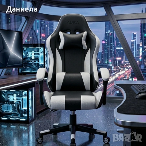 Ергономичен офис и геймърски бял стол – Максимален комфорт за гърба и врата, регулируем, снимка 4 - Столове - 54204577