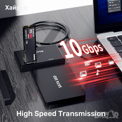 Нов Unitek NVMe M.2 SSD Enclosure Adapter външен корпус, снимка 3 - Мрежови адаптери - 53746609