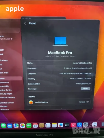 13" Core i5 MacBook Pro A1708 /Mid-2017/-i5/8GB RAM/128GB SSD, снимка 9 - Лаптопи за дома - 55339696