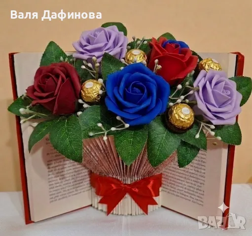 Ръчно изработени цветя от креп хартия и фоам , снимка 15 - Изкуствени цветя - 54147197