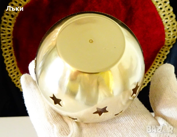 Бронзов свещник с ажур звезди. , снимка 3 - Антикварни и старинни предмети - 53989901