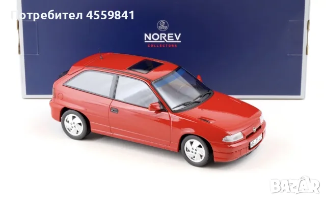 НОВ 1:18 Norev Opel Astra F GSi 1992 Червена, снимка 2 - Колекции - 55408562