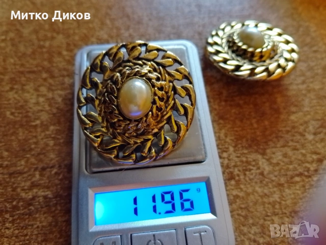 ретро обеци с клипс в златист цвят, украсени с изкуствени перли., снимка 2 - Други - 54606035