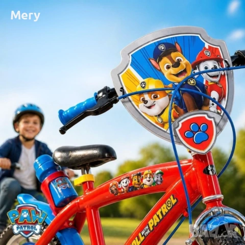 Детски велосипед Paw Patrol 16” – със спомагателни колела, спирачки и бутилка за вода, снимка 3 - Детски велосипеди, триколки и коли - 54712503