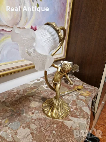 Страхотна антикварна бронзова френска фигурална лампа , снимка 4 - Антикварни и старинни предмети - 55602819