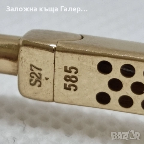 Златна твърда гривна 585 (14 карат) с емайл – елегантен и изискан аксесоар!, снимка 9 - Гривни - 54214563