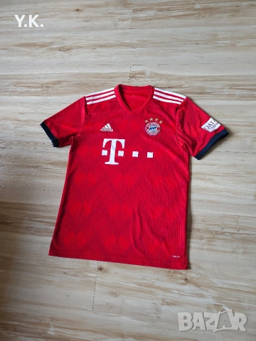 Оригинална мъжка тениска Adidas Climalite x F.C. Bayern Munchen / Season 18-19 (Home), снимка 2 - Тениски - 54615266