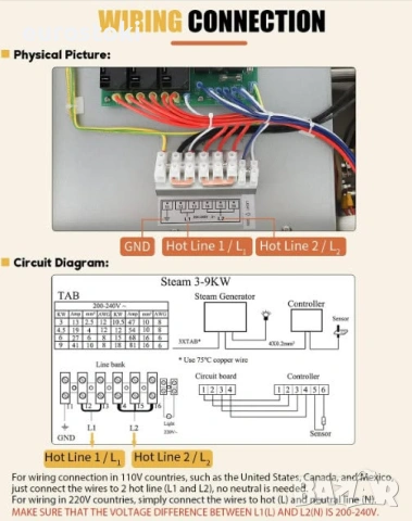 Парогенератор за сауна Hanchen 3KW CE 220V, за 3 m³, 35-55℃, цифров контролен панел. Висока работна , снимка 7 - Друго оборудване - 54874853