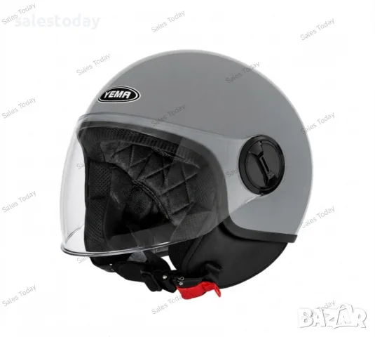 Каска с прозрачен визьор, Jet Helmet YEMA, сива