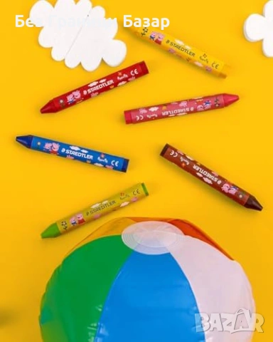 Нови Детски пастели 12 цвята Peppa Pig STAEDTLER Jumbo за оцветяване деца рисуване, снимка 7 - Други - 54415911