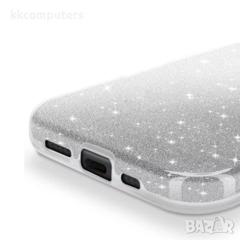 Силиконов кейс bSmart Glitter 3в1 за iPhone 17 Pro Max (6.9) сребрист и Протектор, снимка 3 - Калъфи, кейсове - 54157715