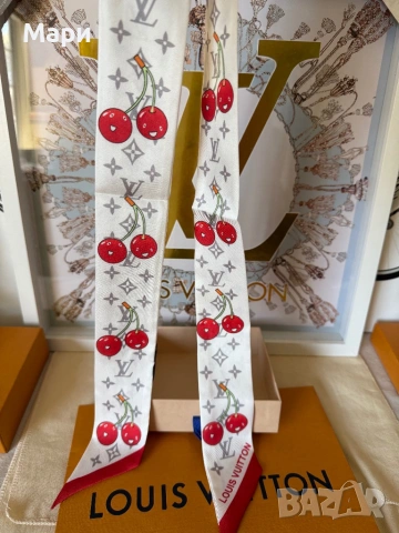 Louis Vuitton Bandeau Scarf копринен шал , снимка 6 - Шалове - 54676651