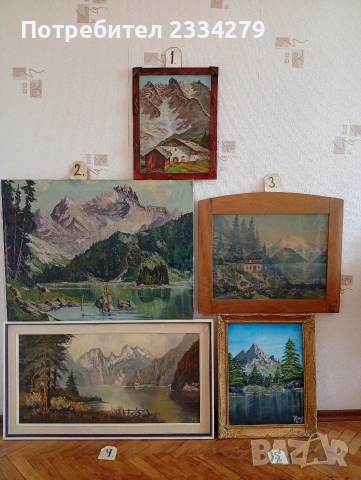 Стари картини, платно масло, авторска изработка. 
