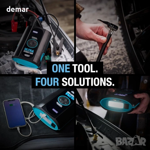 RING ULTRA START-AIR 1250A джъмп стартер Jump starter и помпа за гуми (RJST1030) с LED фенер и SOS, снимка 7 - Аксесоари и консумативи - 55001076