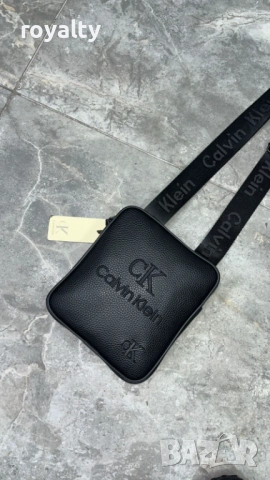 Calvin Klein Нова Черна Кожена Мъжка Чанта Келвин Клайн 