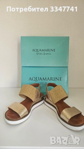Златисти кожени сандали Aquamarin 