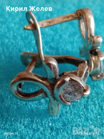 Сребърни обеци с кристали много красив стилен дизайн 51767, снимка 5 - Обеци - 53993744