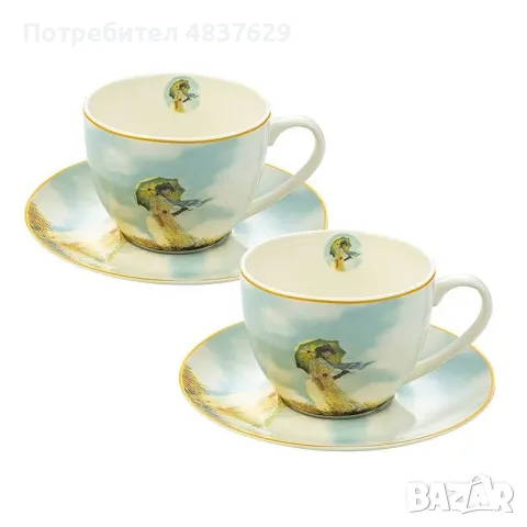 2 бр. с 2 чинии ''Жена с чадър'' Клод Моне, снимка 2 - Чаши - 55399861