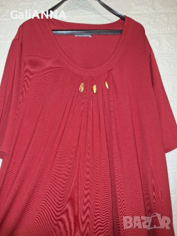 СТРАХОТНА ТУНИКА В ЧЕРВЕН ЦВЯТ 4XL-6XL, снимка 3 - Туники - 54393550