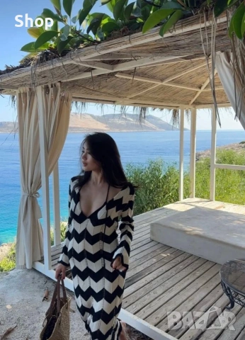 Елегантна плетена рокля ☀️, снимка 2 - Рокли - 55092078