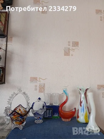 Старо духано стъклено изкуство, кристално цветно стъкло МУРАНО стил, ръчна изработка. 