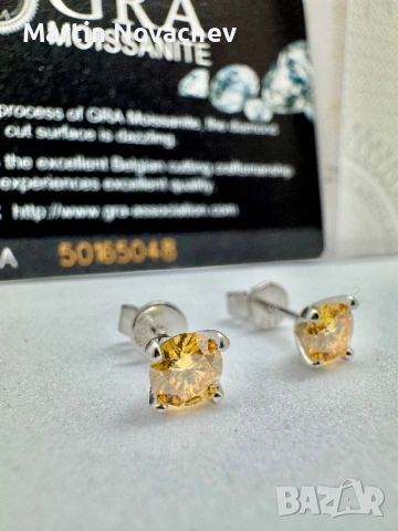 Сребърни обеци с мойсанит (Диамант) 1 карат, снимка 6 - Обеци - 54090969