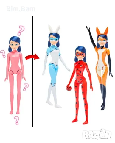 Оригинална кукла Miraculous Калинката и Черния котарак - Маринет с магическо разкриване, снимка 3 - Кукли - 55394061