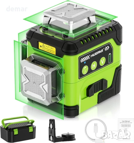 HUEPAR Лазерен нивелир 360° Самонивелиращ се с LCD екран, 3 x 360° - Y03CG