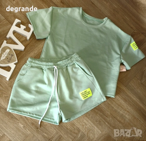 🎀Спортен Комплект в Зелено Жълто Лилаво Розово Уникално Мека Памучна Материя, снимка 2 - Спортни екипи - 54077475