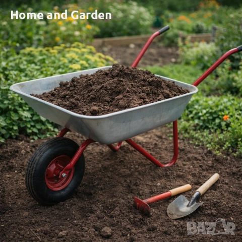 Градинска количка с товаропоносимост 100 кг - голям капацитет и стабилна основа, снимка 4 - Градинска техника - 54026814