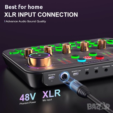 Facmogu K600 Геймърски аудио миксер, стрийминг аудио миксер с XLR микрофон, снимка 3 - Друга електроника - 54089019