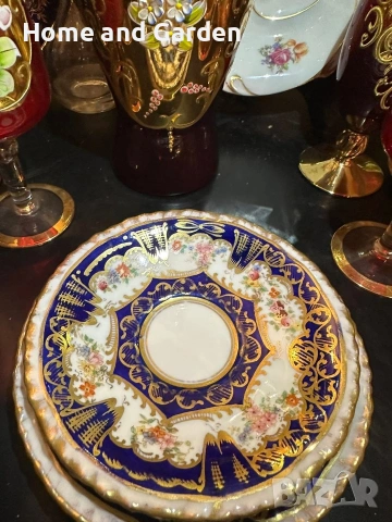 ☕ Crown Staffordshire Edwardian England circa 1907 – Троен сет „Кобалт & Злато“, снимка 8 - Други - 54026106
