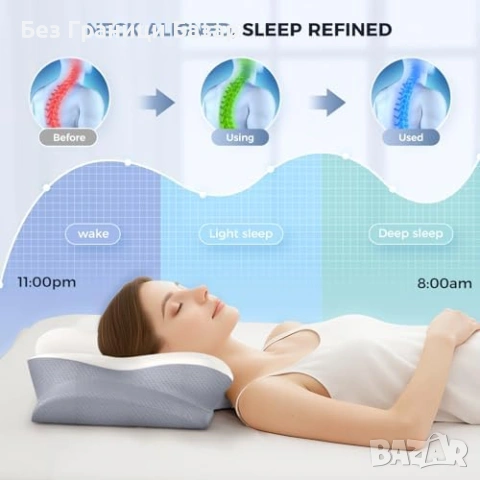 Нова Ергономична възглавница за врат с мемори пяна и дишащ калъф за сън спане, снимка 7 - Възглавници - 54151034