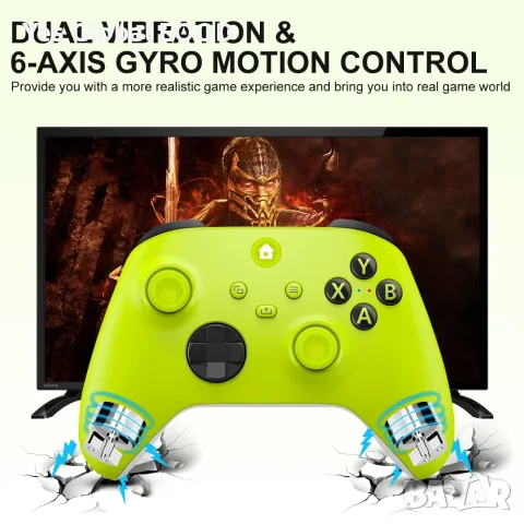 Безжичен Xbox контролер 2.4 GHz – жълт, снимка 5 - Аксесоари - 55662681