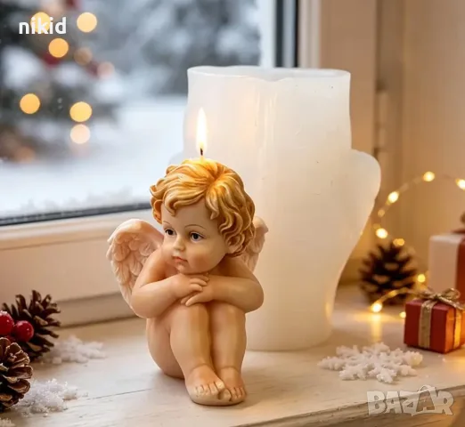 3D Ангел в 4 пози силиконов молд форма калъп фондан гипс смола свещ сапун пита декор, снимка 6 - Форми - 38159300
