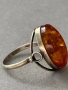 Антикварен съветски сребърен пръстен с кехлибар , снимка 7