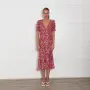 Копринена рокля на The Kooples с розов флорален принт и детайли с блясък, снимка 10