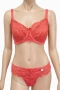Дамски комплект бельо Hunkemöller – сутиен 85F и бикини L, коралово-червена дантела, снимка 1